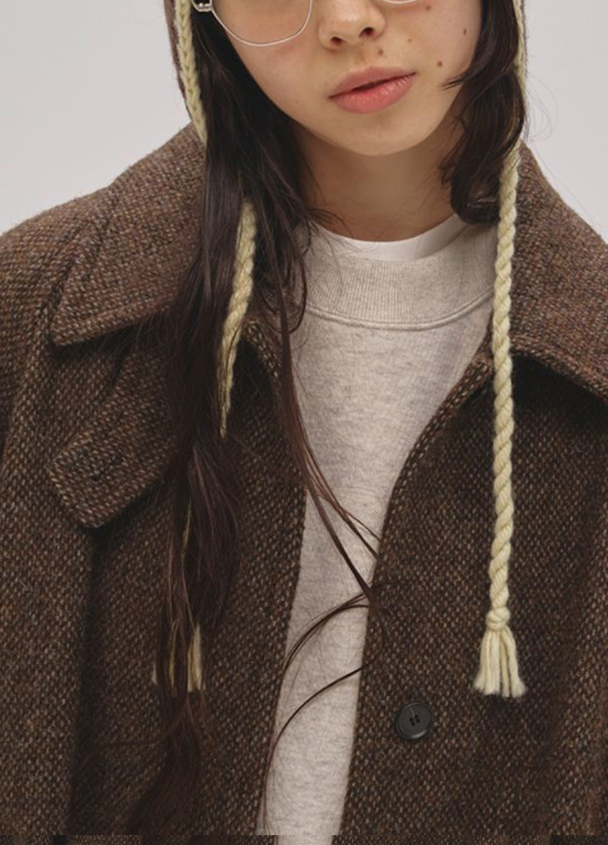 毛料混紡拉格蘭袖長大衣